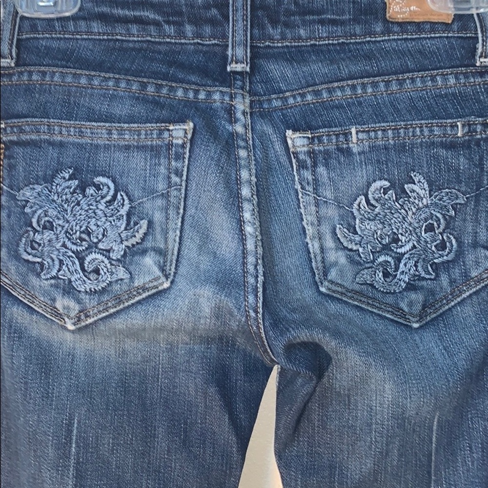 PAIGE Dark Wash Flared Wide Leg Jeans - Picture 6 of 8